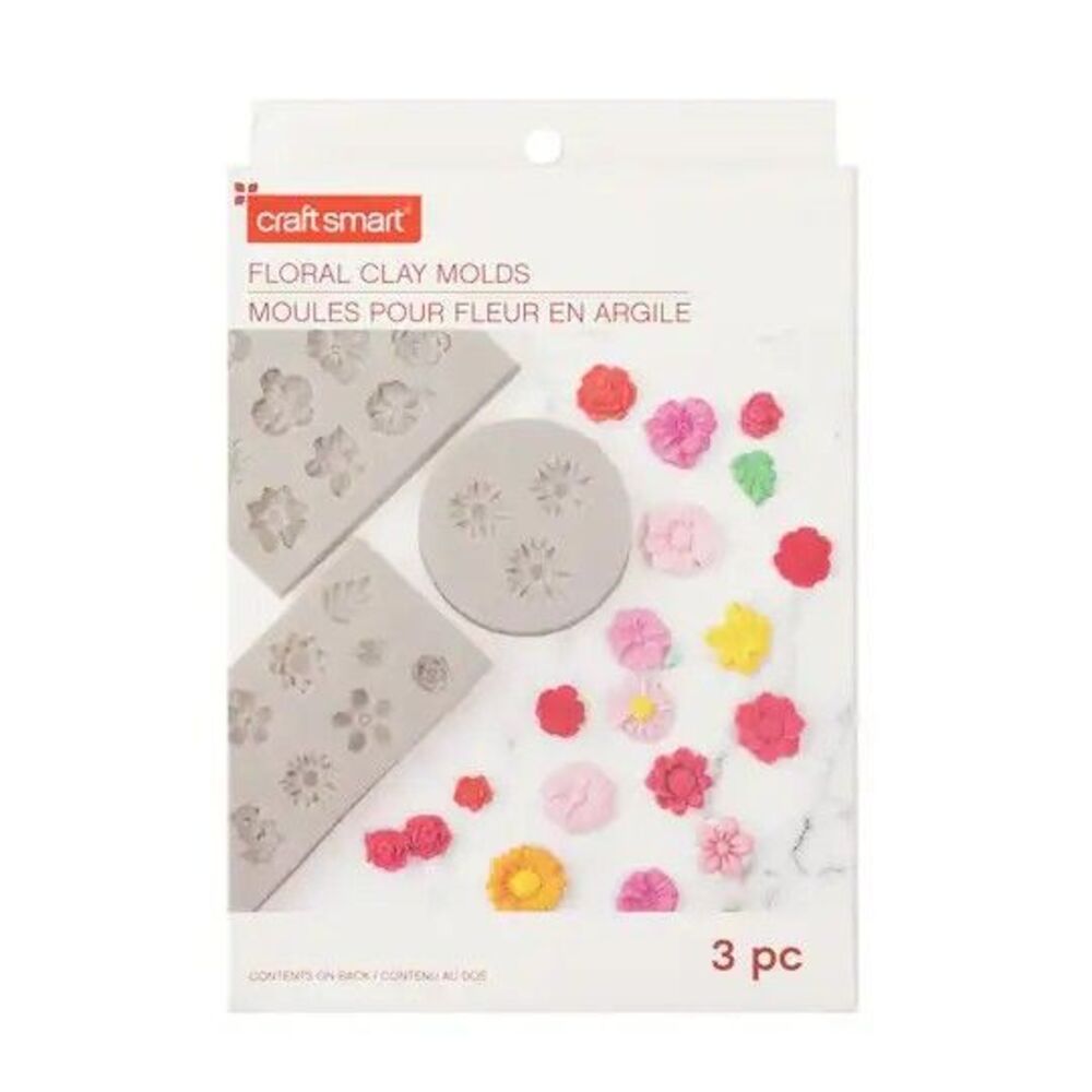 Craft Smart Floral Clay Molds 3-Piece Set Flowers Crafting Trays Sunflower Daisy